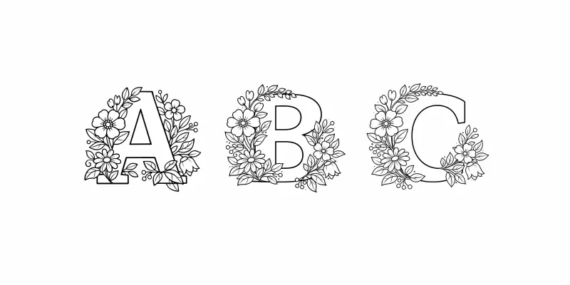 Floral Alphabet Letters Coloring Pages generated by undefined