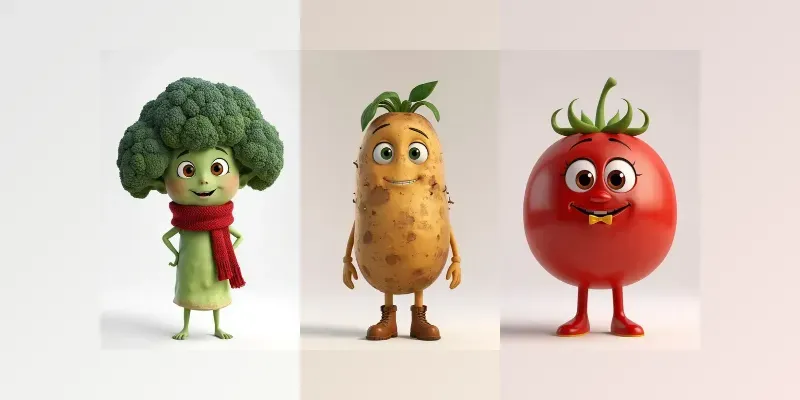 3D Realistic Vegetable Fruit Characters generated by undefined