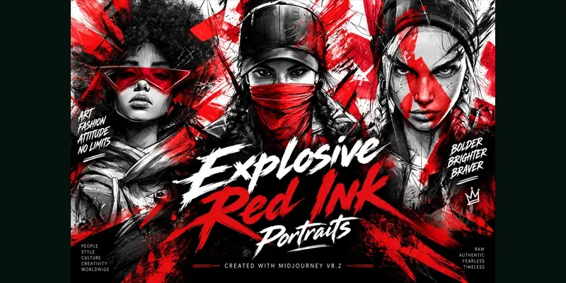 Explosive Red Ink Portraits
