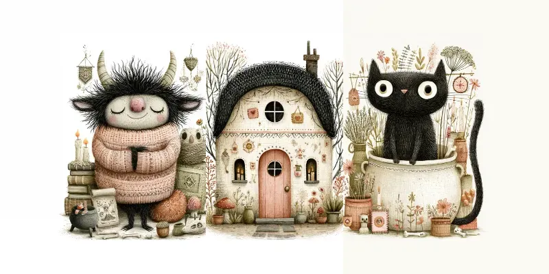 Dark Cute Folk Horror Illustrations generated by undefined