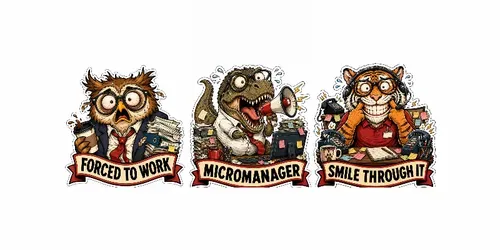 Sarcastic Corporate Animal Stickers generated by chatgpt-image