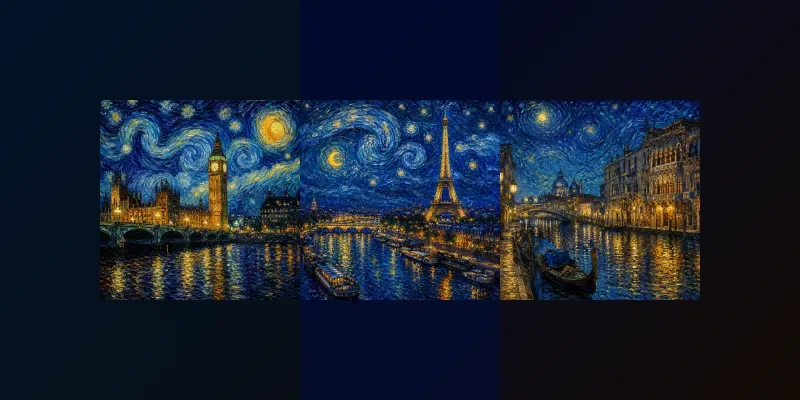 Van Gogh Dreams Over Londons Night Glows generated by undefined