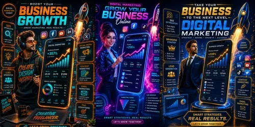 Neon Digital Growth Posters generated by chatgpt-image