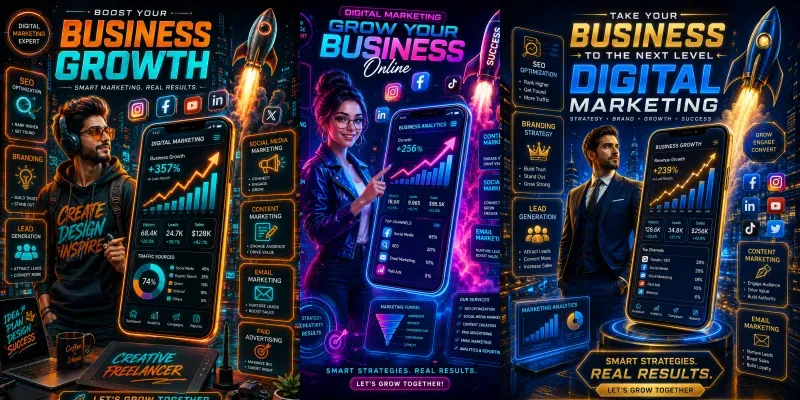 Neon Digital Growth Posters generated by undefined