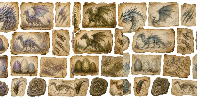 Junk Journal Dragon Lore Ephemera generated by undefined