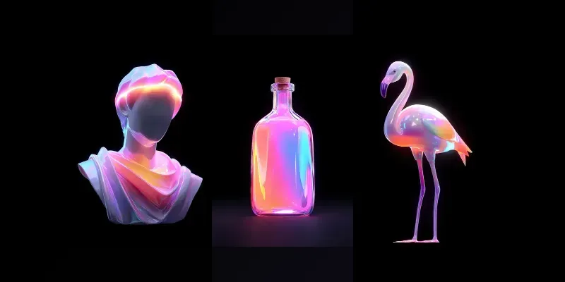 Iridescent Neon Vaporwave 3D Art generated by undefined