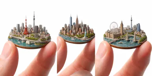 Miniature Cityscapes Held By Fingers generated by chatgpt-image