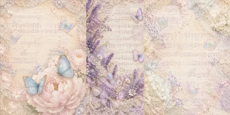 Pastel Floral Sheet Music Junk Journals generated by undefined