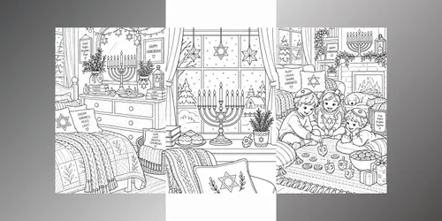Cozy Hanukkah Coloring Pages generated by chatgpt-image