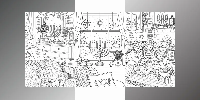 Cozy Hanukkah Coloring Pages