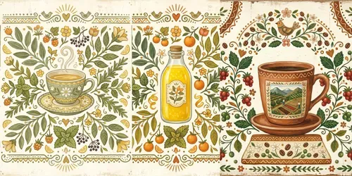 Naive Folk Art Product Labels generated by gemini-image