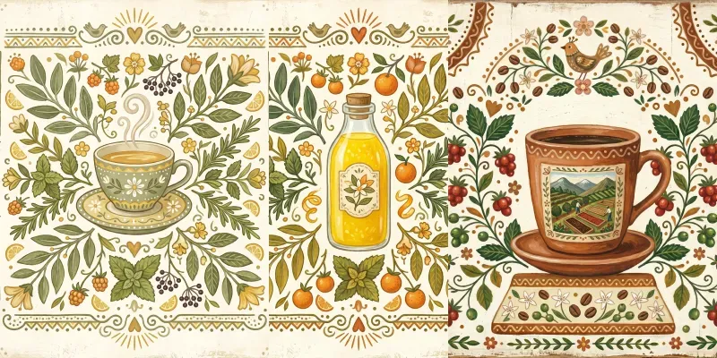 Naive Folk Art Product Labels generated by undefined