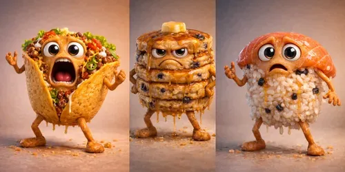 Grotesque Cute Food Characters generated by chatgpt-image