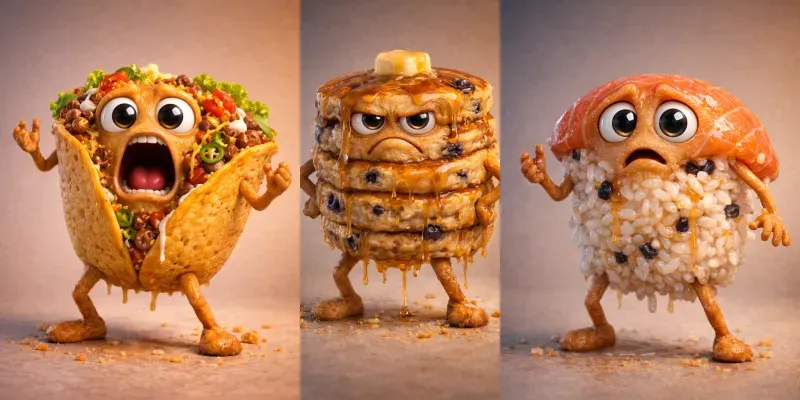 Grotesque Cute Food Characters generated by undefined