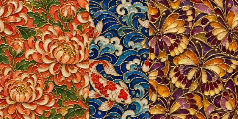 Cloisonne Enamel Seamless Tiles