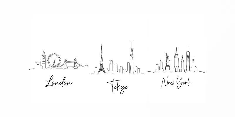Minimalistic Line City Skylines generated by undefined
