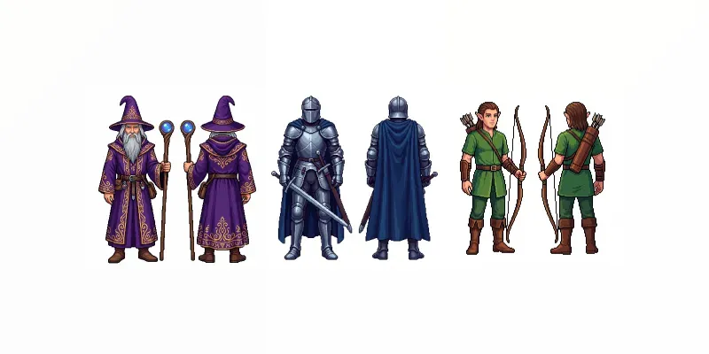 2D Pixel Art Character Sheets generated by undefined