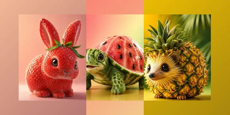 Cute Fruit Animal 3D Renders generated by undefined