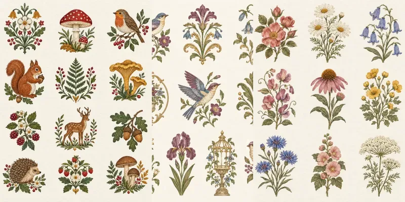Vintage Embroidery Motif Sheets