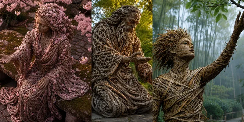 Woven Willow Spirit Sculptures generated by undefined
