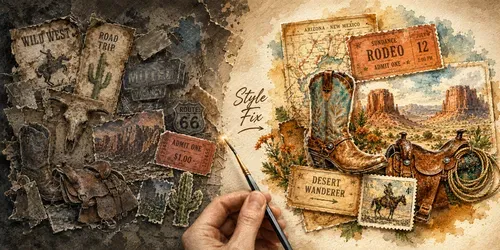 Western Travel Ephemera Scrapbooks generated by chatgpt-image