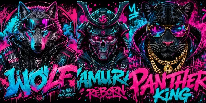 Neon Graffiti Beast Poster Masterpieces generated by undefined
