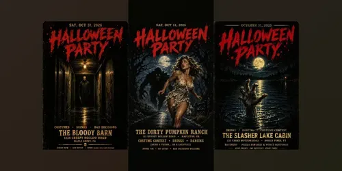 80s Bmovie Halloween Party Posters generated by chatgpt-image