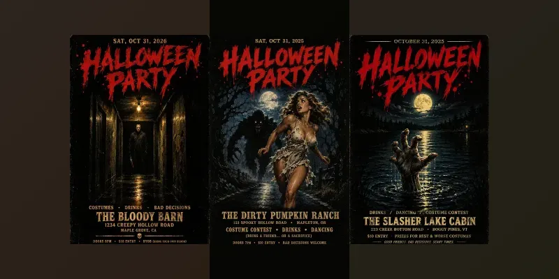 80s Bmovie Halloween Party Posters generated by undefined