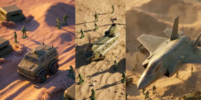 Weathered 3D Miniature Toy Assets generated by undefined