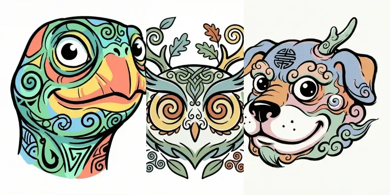 Mythical Cartoon Creature Head Art generated by undefined