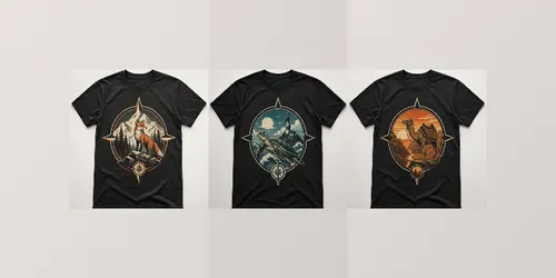 Minimal Adventure Badge Tees generated by chatgpt-image