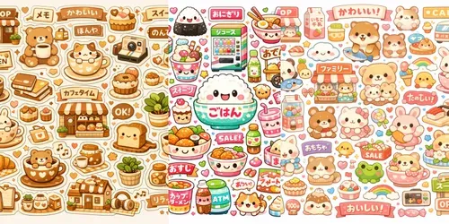 Kawaii Japanese Sticker Collages generated by chatgpt-image