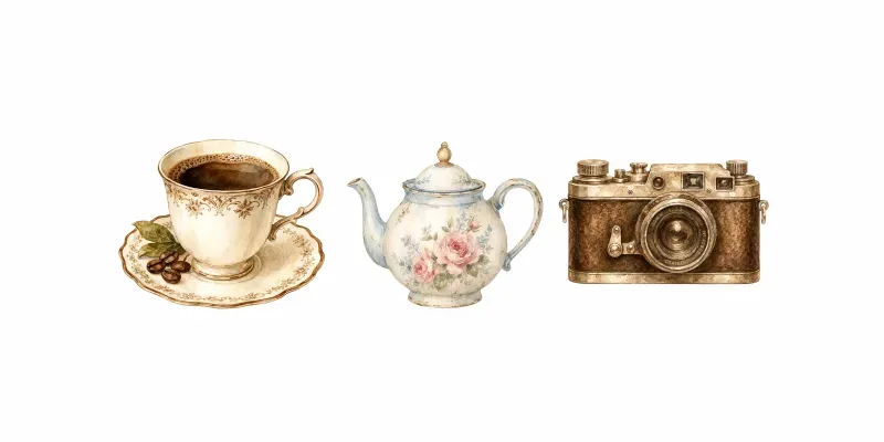 Vintage Object Watercolors generated by undefined