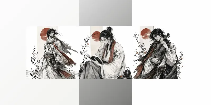 Monochrome Muse Character Portraits generated by undefined