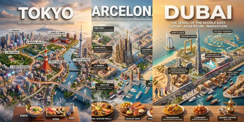 Cinematic 3d City Travel Map Posters generated by undefined