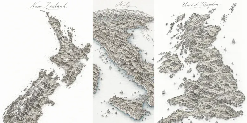Explorers Birdseye Maps