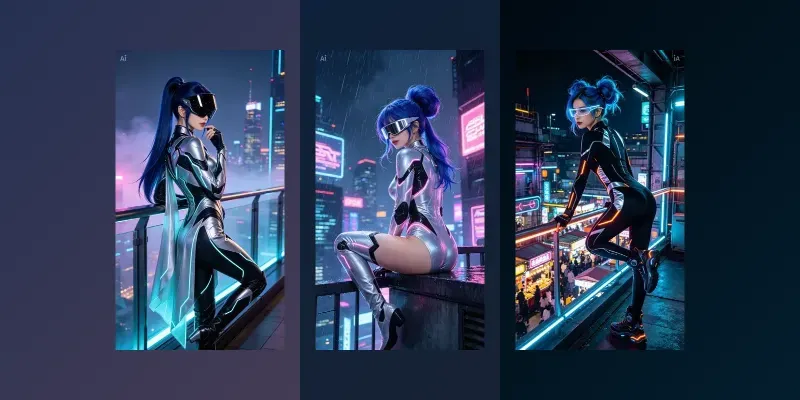 Cyberpunk Neon Balcony Girls generated by undefined
