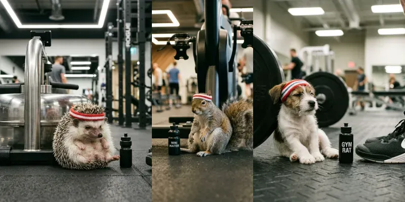 Real Miniature Fitness Animal Gym Photos generated by undefined