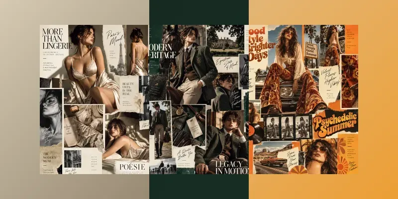 Nostalgic Fashion Editorial Moodboards generated by undefined