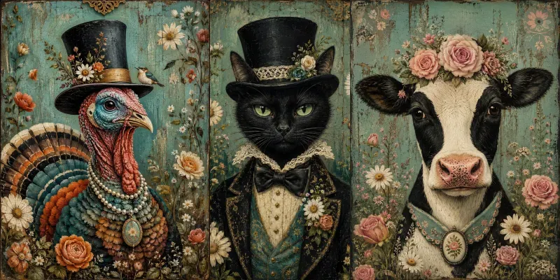 Quirky Dapper Animal Portraits generated by undefined