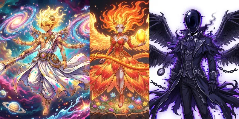 2D Godtier Anime Character Concepts generated by undefined