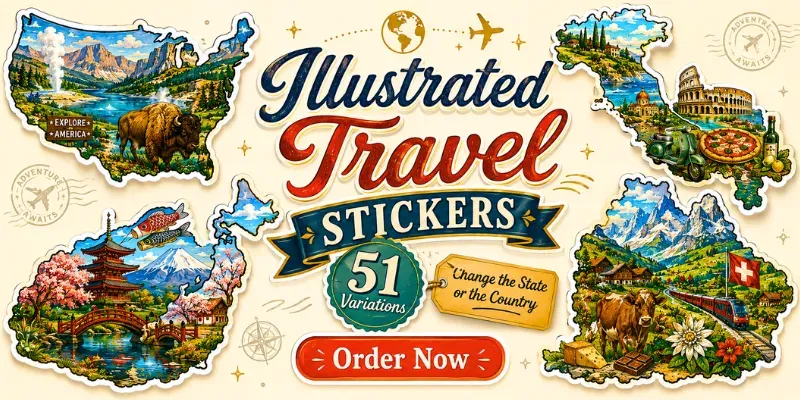 Illustrated Travel Stickers generated by undefined