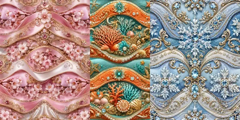 Luxury Jeweled Wave Pattern Designs generated by undefined