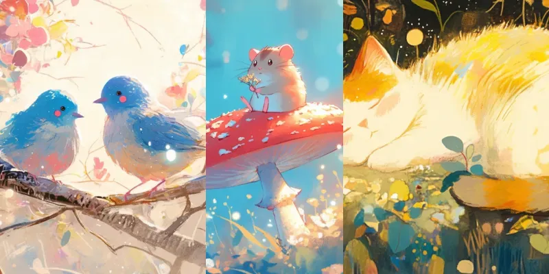 Crayon Gouache Cute Nature Scenes generated by undefined