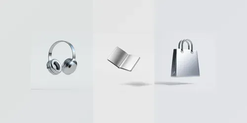 3D Silver Metallic Icon Renders generated by midjourney