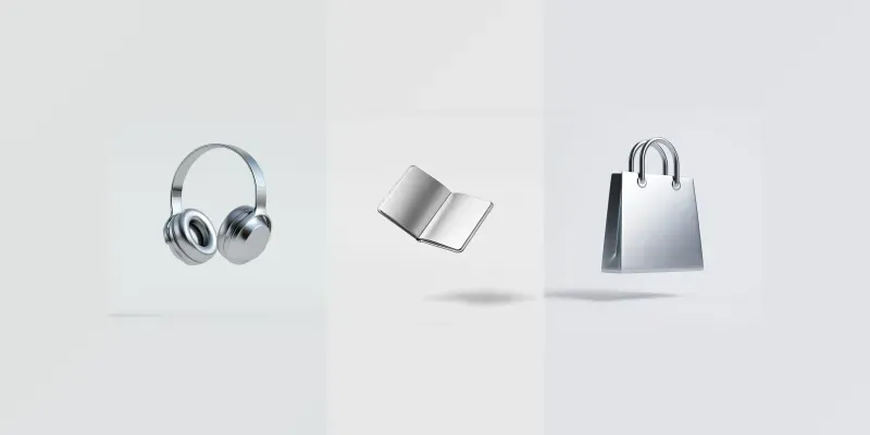 3D Silver Metallic Icon Renders generated by undefined