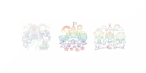 Rainbow Line Scene Coloring Pages generated by gemini-image