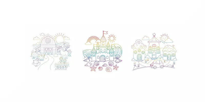 Rainbow Line Scene Coloring Pages generated by undefined
