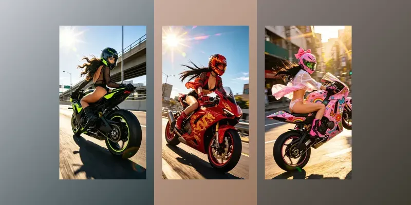 Motorcycle Wheelie Action Shots generated by undefined