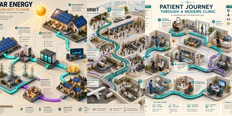 3D Process Flow Infographics generated by undefined